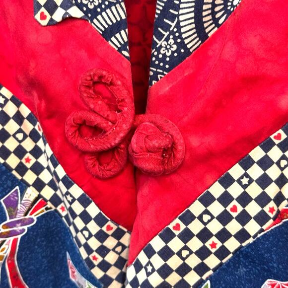 Upcycled Patchwork Denim Jacket Women L Quilted Retro Cotton Ecclectic Boho OOAK - Picture 6 of 16